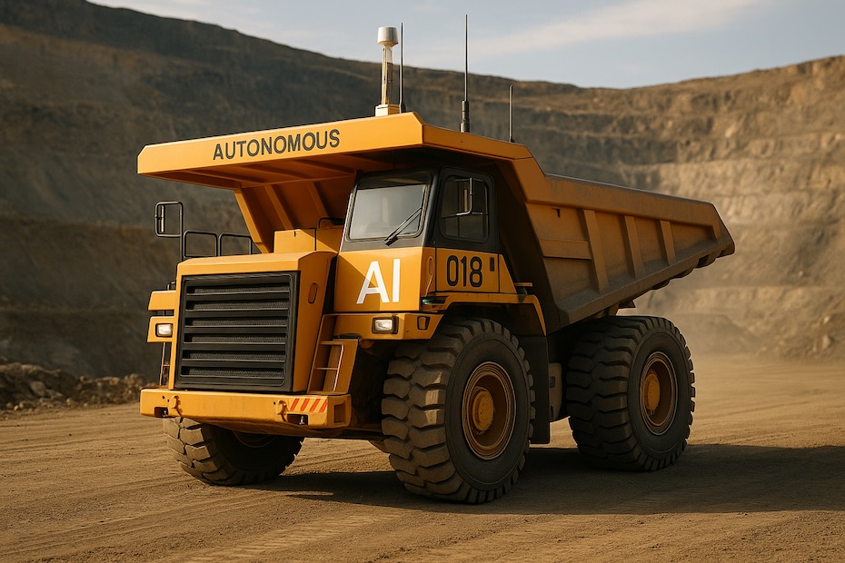 AI-powered mining truck operating autonomously in open-pit site