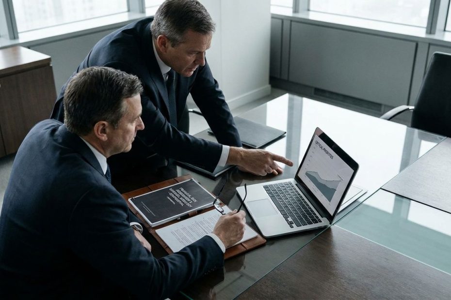 CEO reviewing cash runway and survival strategy with leadership team in a boardroom